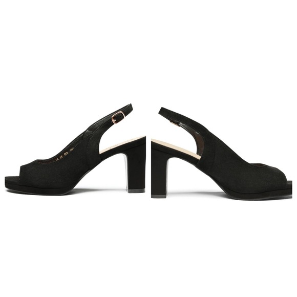 WOMEN'S SEXY 3" HEEL PEEP TOE SLINGBACK PUMPS BLACK SUEDE DREAM PAIRS SIZE 10 - Picture 1 of 9